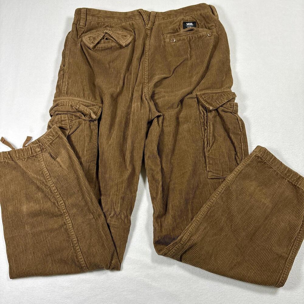 Vans Mens Pants 31 Brown Corduroy Service Cargo Loose Tapered Fit Baggy Y2K - Picture 12 of 16